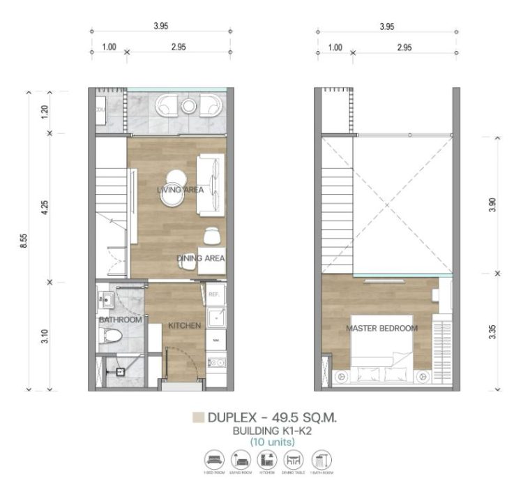 Дуплекс - 50 м²