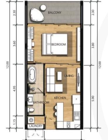 Односпальные квартиры - от 62 м² до 113 м²