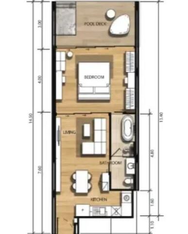 Односпальные квартиры - от 62 м² до 113 м²