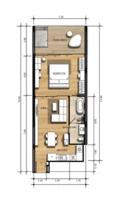 Односпальные квартиры - от 62 м² до 113 м²