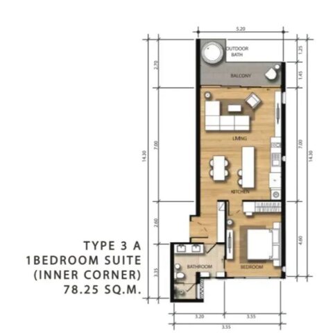 Односпальные квартиры - от 62 м² до 113 м²