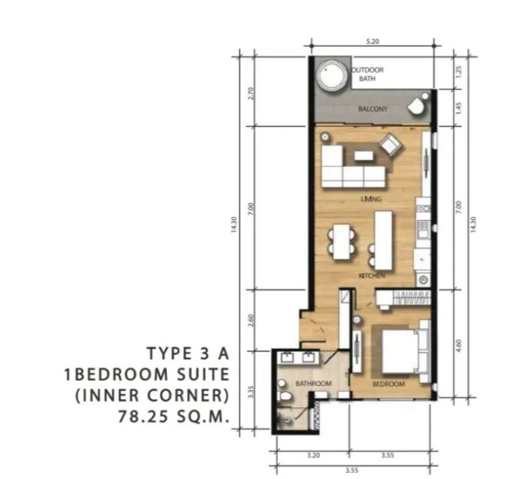 Односпальные квартиры - от 62 м² до 113 м²