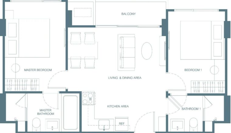 Двуспальные квартиры - от 61 м²