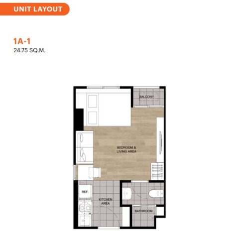Студии - от 23,75 м² до 24,75 м²