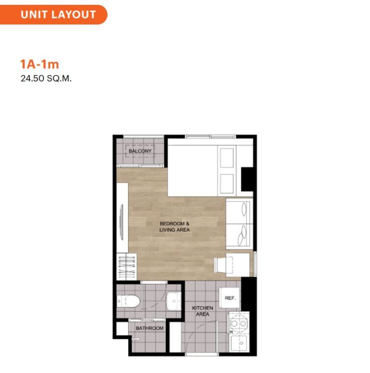 Студии - от 23,75 м² до 24,75 м²