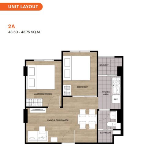 Двуспальная квартира - 43,75 м²
