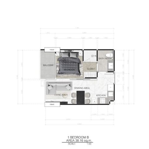 Односпальные квартиры - от 38 м² до 54 м²