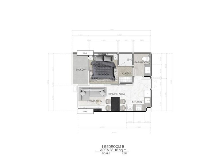 Односпальные квартиры - от 38 м² до 54 м²