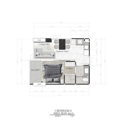 Односпальные квартиры - от 38 м² до 54 м²