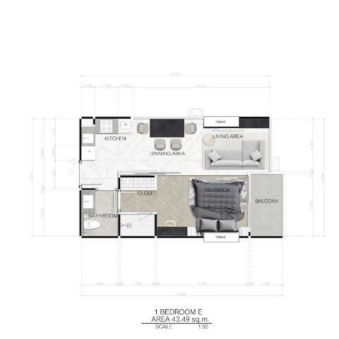 Односпальные квартиры - от 38 м² до 54 м²