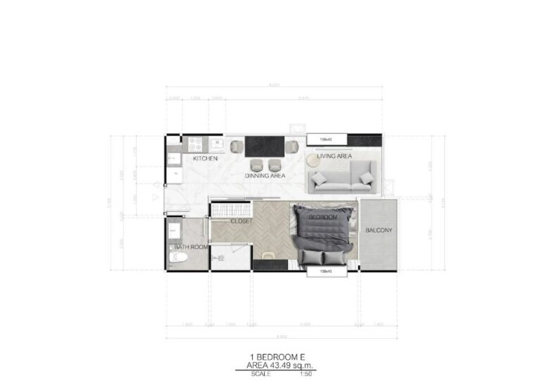 Односпальные квартиры - от 38 м² до 54 м²