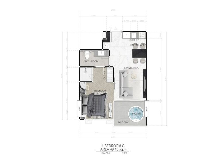 Односпальные квартиры - от 38 м² до 54 м²