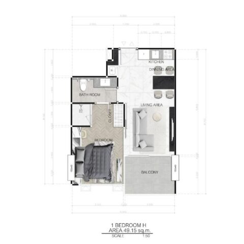 Односпальные квартиры - от 38 м² до 54 м²