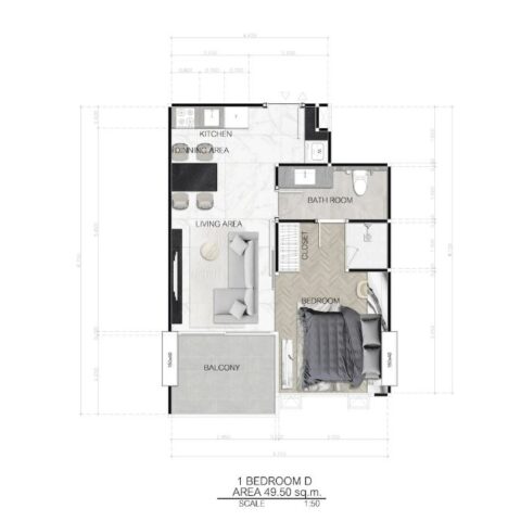 Односпальные квартиры - от 38 м² до 54 м²