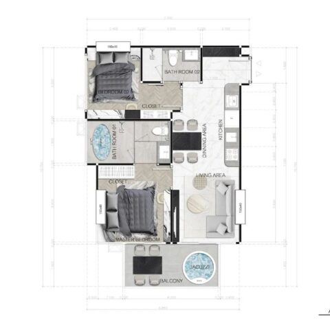 Двуспальные квартиры - от 67 м² до 77 м²