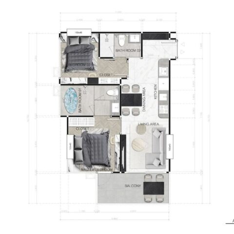 Двуспальные квартиры - от 67 м² до 77 м²