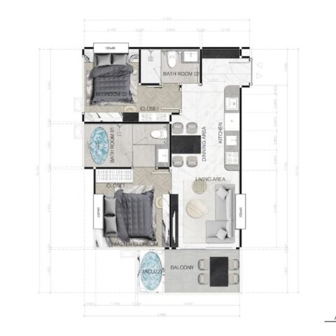 Двуспальные квартиры - от 67 м² до 77 м²