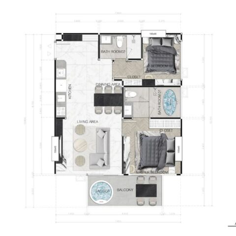 Двуспальные квартиры - от 67 м² до 77 м²
