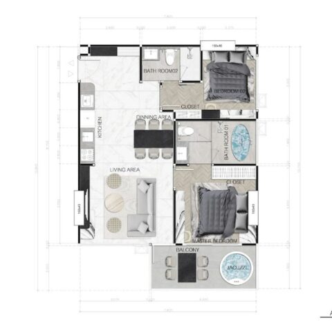Двуспальные квартиры - от 67 м² до 77 м²