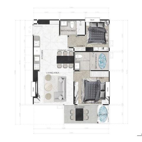 Двуспальные квартиры - от 67 м² до 77 м²