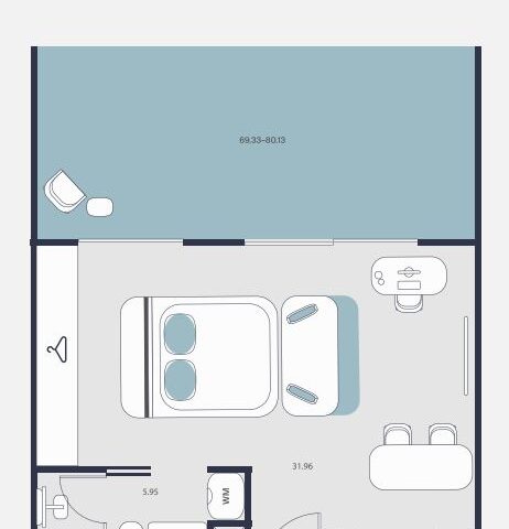 Студия - 69 м²