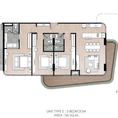 Квартира с 3-мя спальнями - от 156 м²