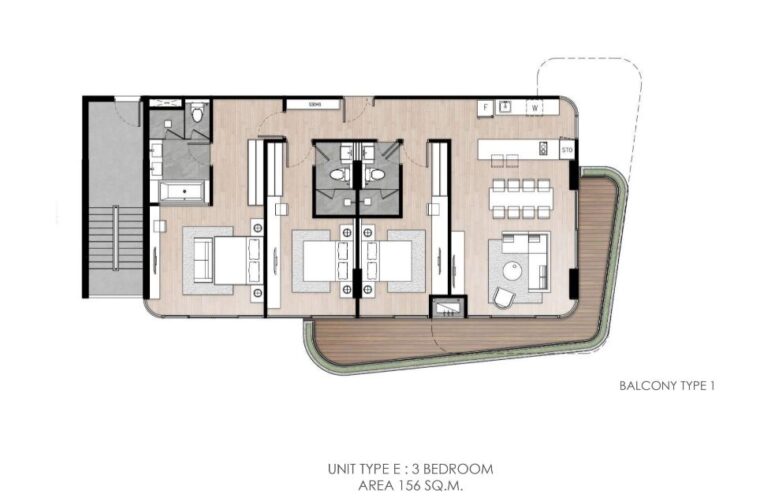 Квартира с 3-мя спальнями - от 156 м²
