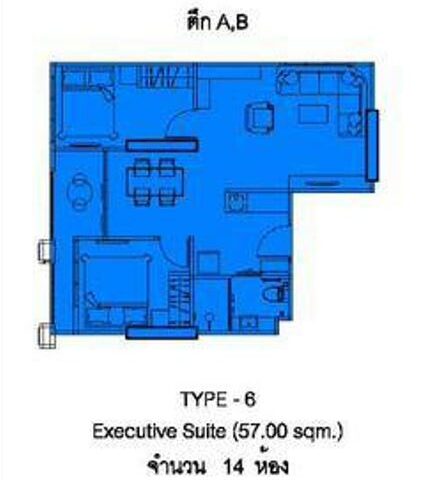 Двуспальная квартира - 57 м²