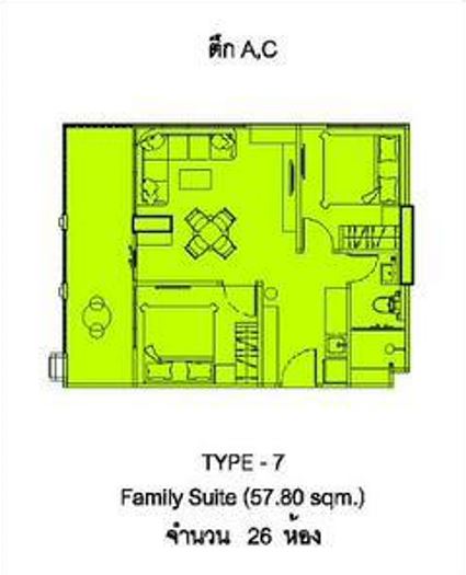 Двуспальная квартира - 58 м²