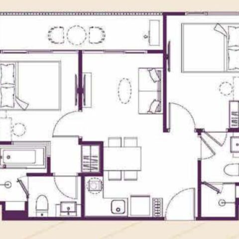 Двуспальные квартиры - 51 м²