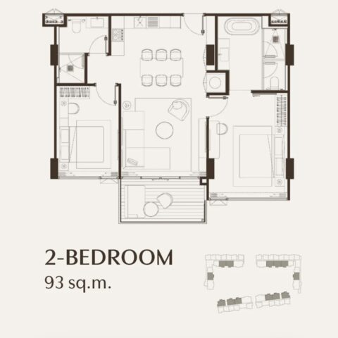Двуспальные квартиры - от 93 м² до 124 м²