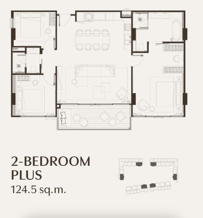 Двуспальные квартиры - от 93 м² до 124 м²