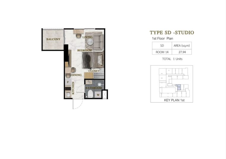 Студии - от 23 м² до 28 м²