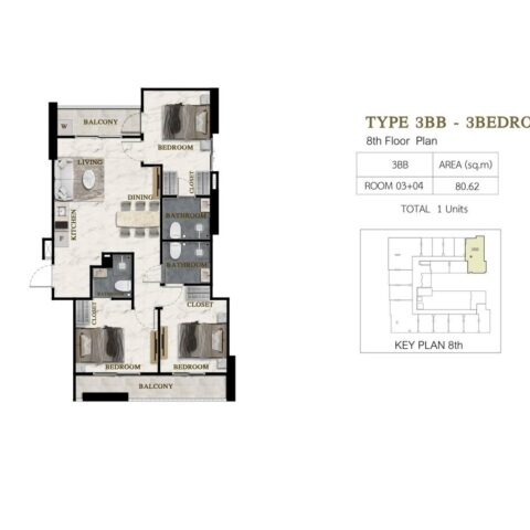 Квартиры с 3-мя спальнями - от 69 м² до 100 м²