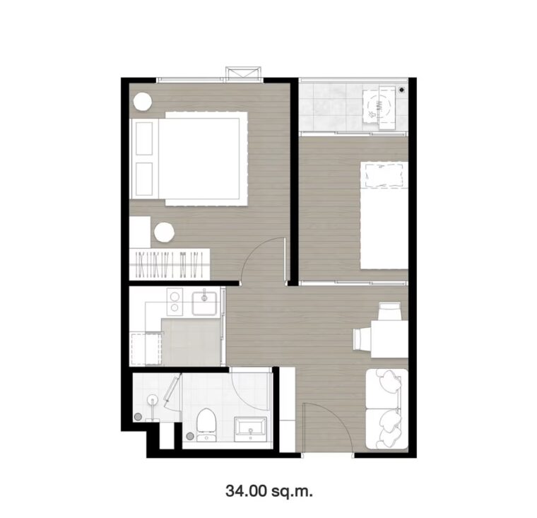 Односпальные квартиры - 35 м²