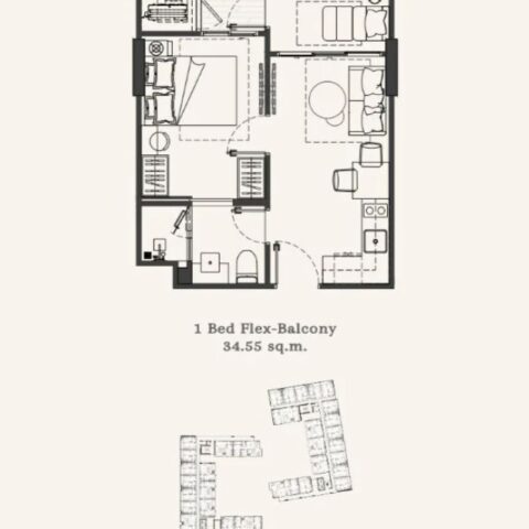 Односпальные квартиры - от 34 м² до 47 м²