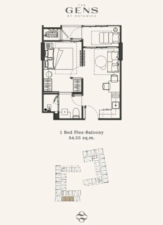 Односпальные квартиры - от 34 м² до 47 м²