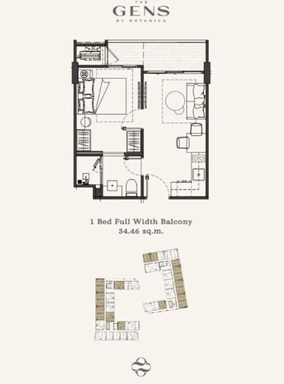 Односпальные квартиры - от 34 м² до 47 м²