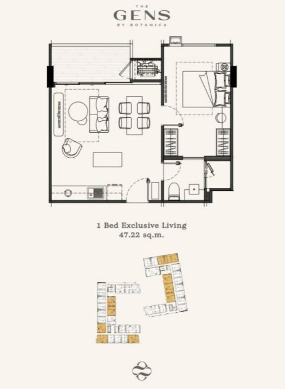 Односпальные квартиры - от 34 м² до 47 м²