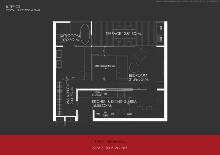 Односпальная квартира - 71 м²