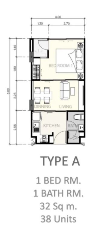 Односпальная квартира - 32 м²