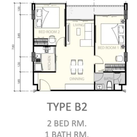Двуспальные квартиры - 59 м²